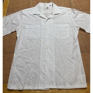Vintage 70s‎ Bonds Disco White Polka Dots Button Shirt Sz Medium